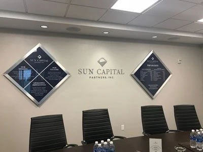 Acrylic display and metal logo for Sun Captial Partners